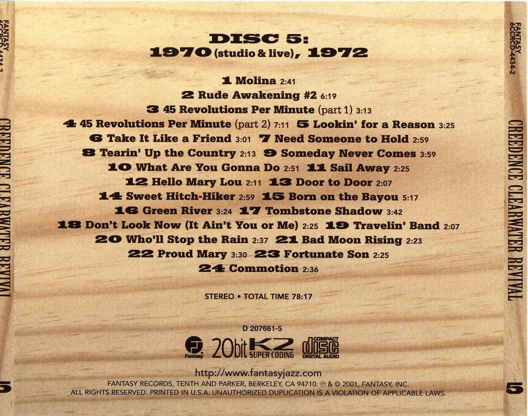 Creedence Clearwater Revival CCR Box Set [ak5 d]